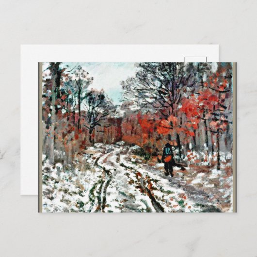 Carte Postale Monet - Chemin à travers la forêt, Effet neige (Devant / Derrière)