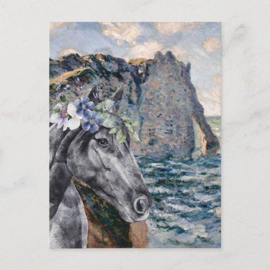 Carte Postale Monet Cliff of Aval & Black Horse Compilation (Devant)