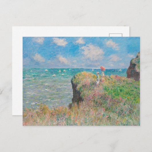Carte Postale Monet Cliff Walk à Pourvil Impressionist Painting (Devant / Derrière)