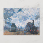 Carte Postale Monet - Gare Saint-Lazare, Arrivée du train<br><div class="desc">Claude Monet peinture,  gare Saint-Lazare,  Arrivée du train</div>