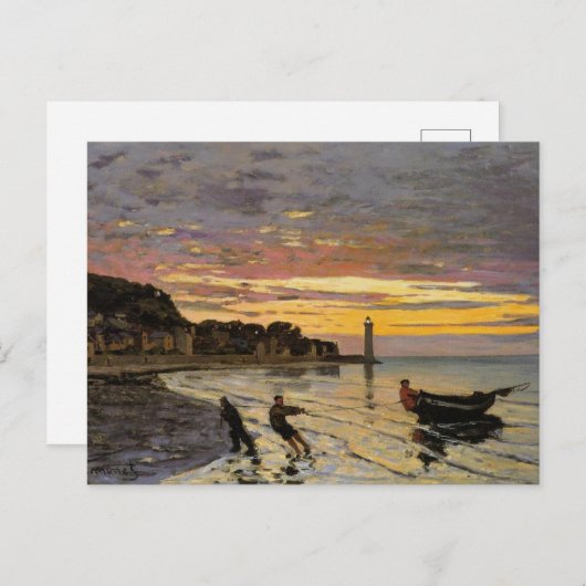 Carte Postale Monet - Hauling a Boat Ashore, fine art, (Devant / Derrière)