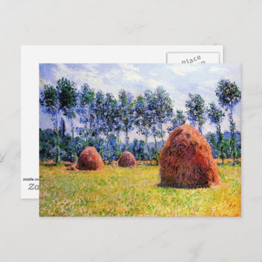 Carte Postale Monet - Haystacks à Giverny, 1884 (Devant / Derrière)