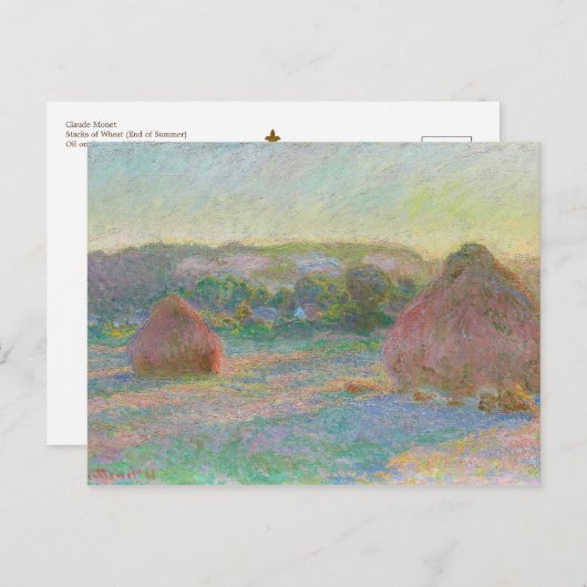 Carte Postale Monet Impressionniste Art Haystacks Fin de l'été (Devant / Derrière)