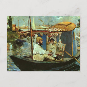 Carte Postale Monet in his Studio Boat