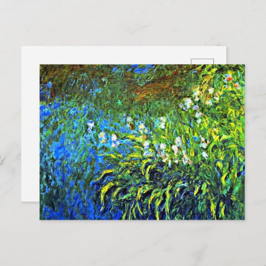 Carte Postale Monet - Iris à la mer Rose Pond (Devant / Derrière)
