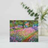 Carte Postale Monet Iris Garden Design avec Arrière - plan rose (Debout devant)
