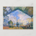 Carte Postale Monet - La gare Saint-Lazare, art<br><div class="desc">La gare Saint-Lazare,  peinture d'art de l'artiste impressionniste français Claude Monet,  1877</div>