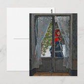 Carte Postale Monet La Peinture Vintage Kerchief Rouge (Devant / Derrière)