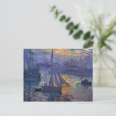 Carte Postale Monet lever de soleil en mer voile peinture bateau (Debout devant)