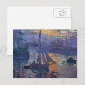 Carte Postale Monet lever de soleil en mer voile peinture bateau (Devant / Derrière)