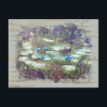 Carte Postale ** Monet Lily Pads Écriture manuscrite Ancien étan<br><div class="desc">POSTCARD POST CARD ) Classic Monet avec Old faux Gold Handwriting et un arrière - plan Rainbow Pastel subtil. L'arrière - plan est de couleur gris clair gris vert olive. Élégante Élégante Femme Romantique Éphémère Florale Peinture Artistique Unique Créatif Moderne et Romantique Vintage Vieux (RECHERCHE AR23 pour des modèles similaires)...</div>