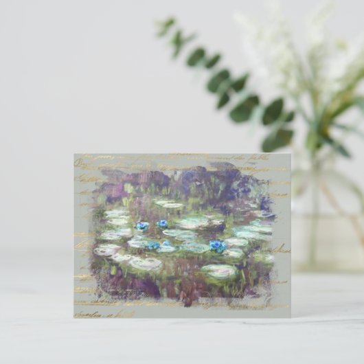 Carte Postale ** Monet Lily Pads Écriture manuscrite Ancien étan (Debout devant)