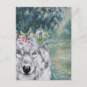 Carte Postale Monet Morning Seine et Grey Wolf