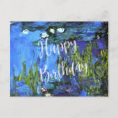 Carte Postale Monet - Nymphéas, bleu indigo, vœux d'anniversaire (Devant)