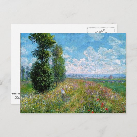 Carte Postale Monet - Pré avec peupliers (Devant / Derrière)