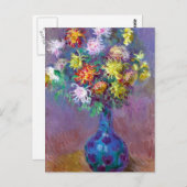 Carte Postale Monet Vase de Chrysanthèmes Fleurs (Devant / Derrière)
