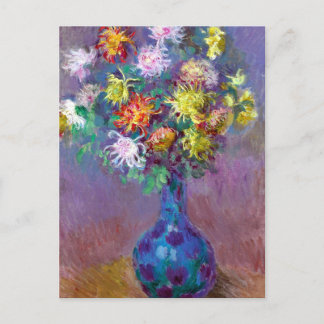 Carte Postale Monet Vase de Chrysanthèmes Fleurs