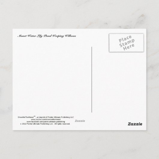 Carte postale MONET Water Lily Pond Weeping Wilepi (Dos)