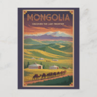 Mongolie Chameaux Yourte Illustration Art de Voyag