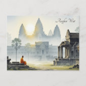 Carte Postale Monk à Angkor Wat Cambodia Sunrise (Devant)