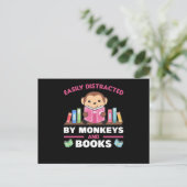 Carte Postale Monkey And Books Funny Saying With Book (Debout devant)