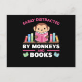 Carte Postale Monkey And Books Funny Saying With Book (Devant)