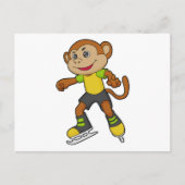 Carte Postale Monkey at Ice skating with Ice skates (Devant)