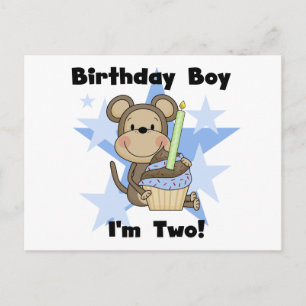 Carte Postale Monkey Boy 2nd Birthday Tshirts et cadeaux