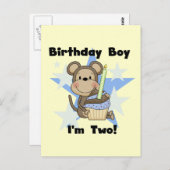 Carte Postale Monkey Boy 2nd Birthday Tshirts et cadeaux (Devant / Derrière)