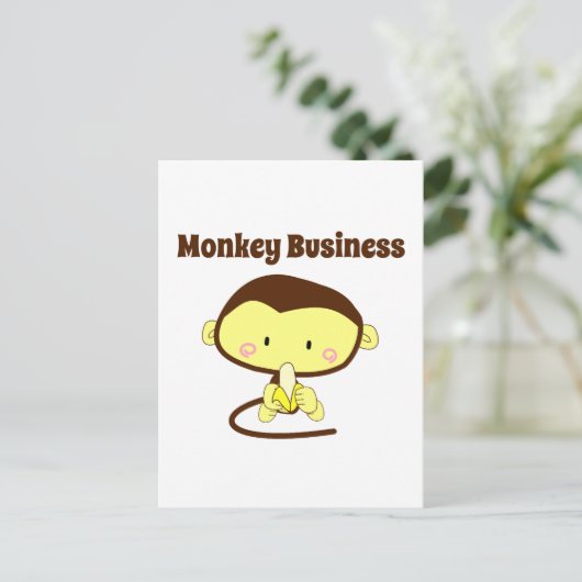 Carte Postale Monkey Business Drôle Cartoon Monkey Design (Debout devant)