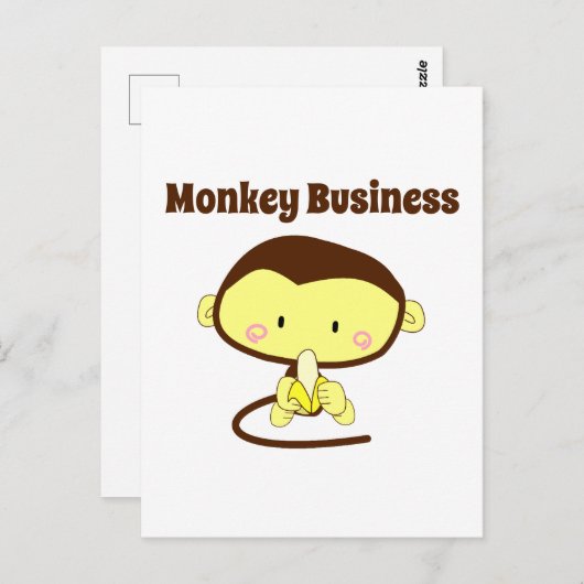 Carte Postale Monkey Business Drôle Cartoon Monkey Design (Devant / Derrière)