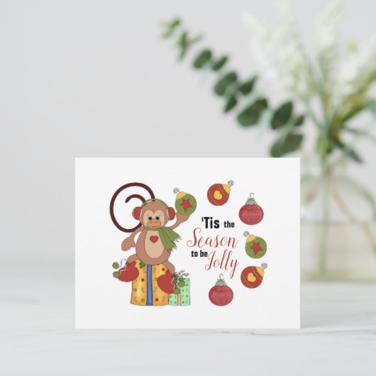 Carte postale Monkey Christmas (Debout devant)