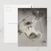 Carte Postale Monkey Hanging de la branche de Bambou par Ohara K (Devant / Derrière)