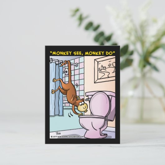 Carte Postale "Monkey See, Monkey Do" (Debout devant)