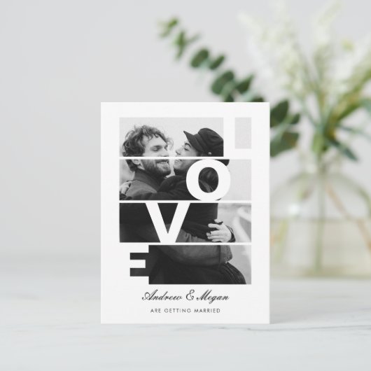 Carte Postale Monochrome Simple Elegant Love mariage photo (Debout devant)