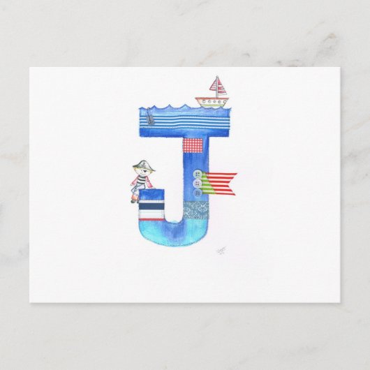 Carte Postale Monogram J collection de pirates cadeau (Devant)