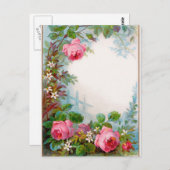 CARTE POSTALE MONOGRAME DE ROSES ET DE JASMINE (Devant / Derrière)