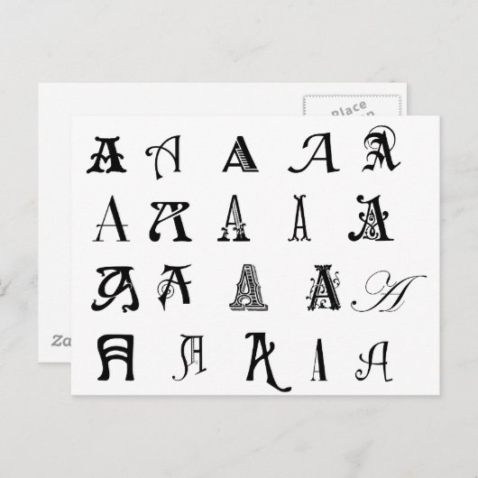 Carte Postale Monogramme "A" (Devant / Derrière)