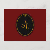 Carte Postale Monogramme 'A' or sur noir (Devant)