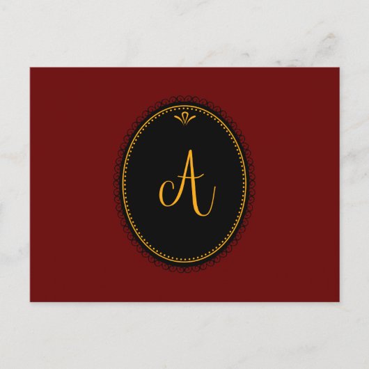 Carte Postale Monogramme 'A' or sur noir (Devant)
