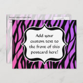 Carte Postale Monogramme à rayures de zèbre rose et violet chaud (Devant / Derrière)