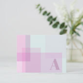 Carte Postale Monogramme Abstrait de couleur mauve rose mauve do (Debout devant)