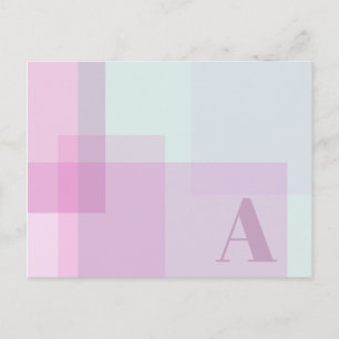 Carte Postale Monogramme Abstrait de couleur mauve rose mauve do