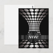 Carte Postale monogramme abstrait noir et blanc (Devant / Derrière)