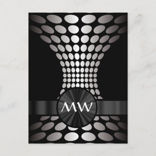 Carte Postale monogramme abstrait noir et blanc (Devant)