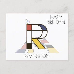 Carte Postale Monogramme Art Moderne. Lettre R