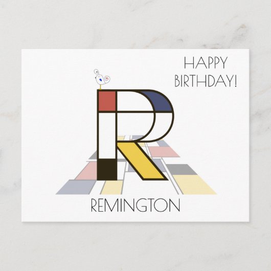 Carte Postale Monogramme Art Moderne. Lettre R (Devant)