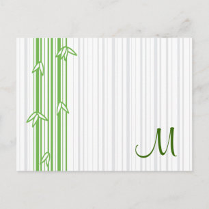 Carte Postale Monogramme avec Arrière - plan bambou - Lettre M