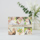 Carte Postale Monogramme beige Mariage Photo Collage Merci (Debout devant)