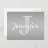 Carte Postale Monogramme blanc curé et gris | Couleurs modifiabl (Devant / Derrière)